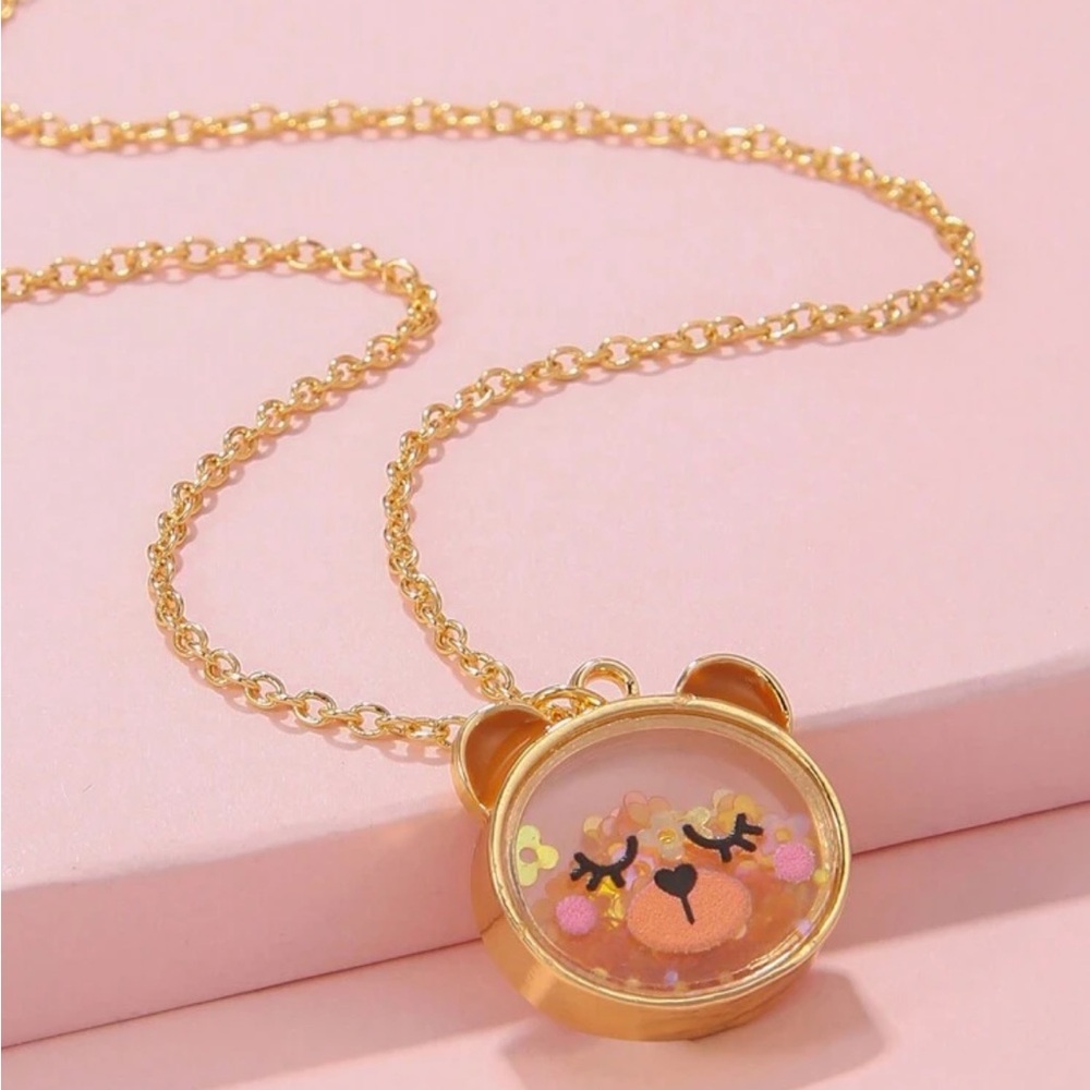 Gold Bear Pendant Necklace